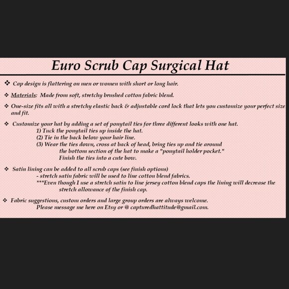 Handmade Easter Peeps Euro Scrub Cap, Soft, Stretchy Cotton Blend - Picture 5 of 7